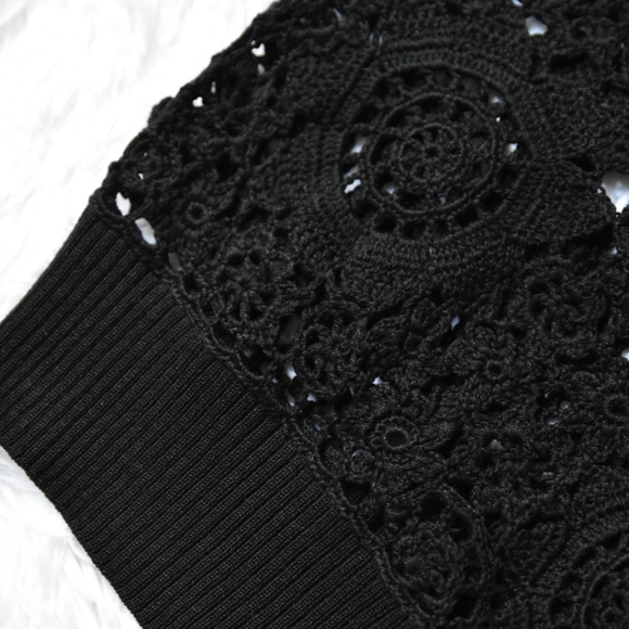 BCBGMaxAzria Black Cardigan Crochet Sleeveless - Picture 7 of 8